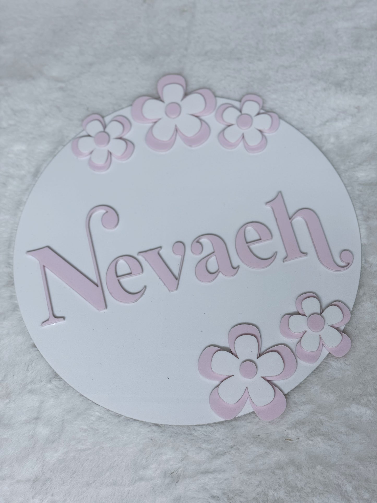 Round Floral Name Sign