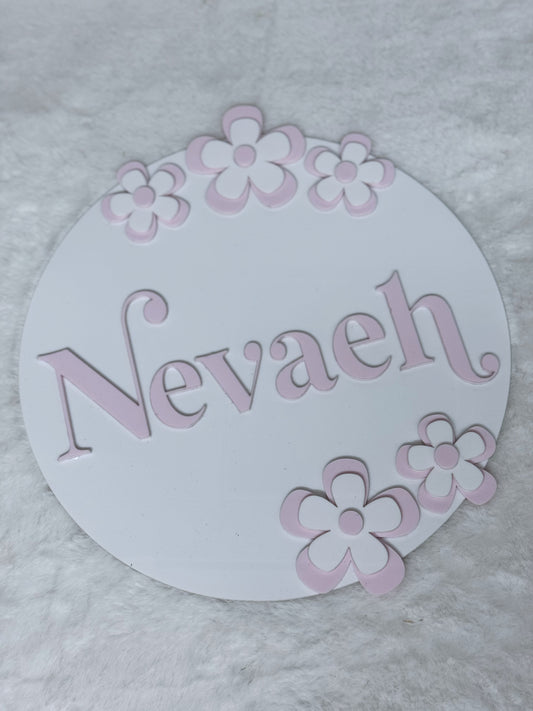 Round Floral Name Sign