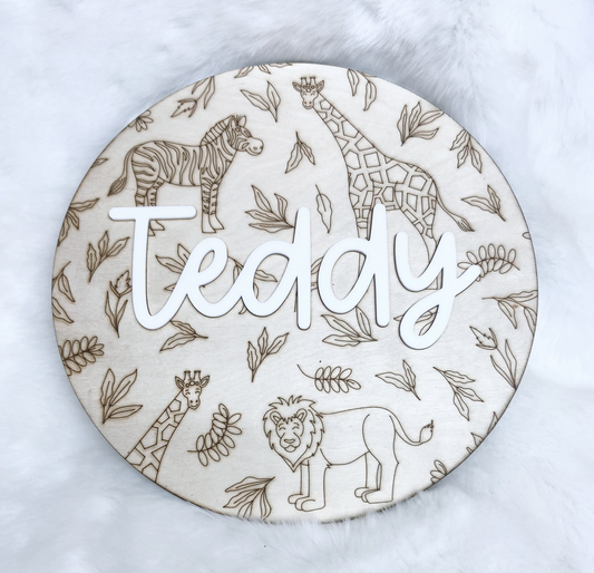 Round Animal Name Sign